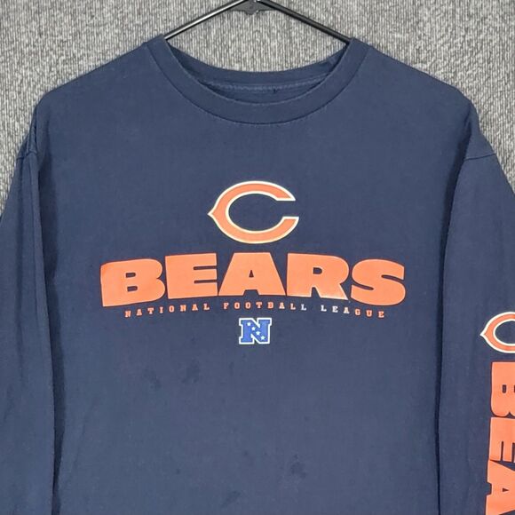 Chicago Bears T-Shirt Mens L Blue Orange Long Sleeve NFL Football Crewneck Tee - Picture 2 of 10